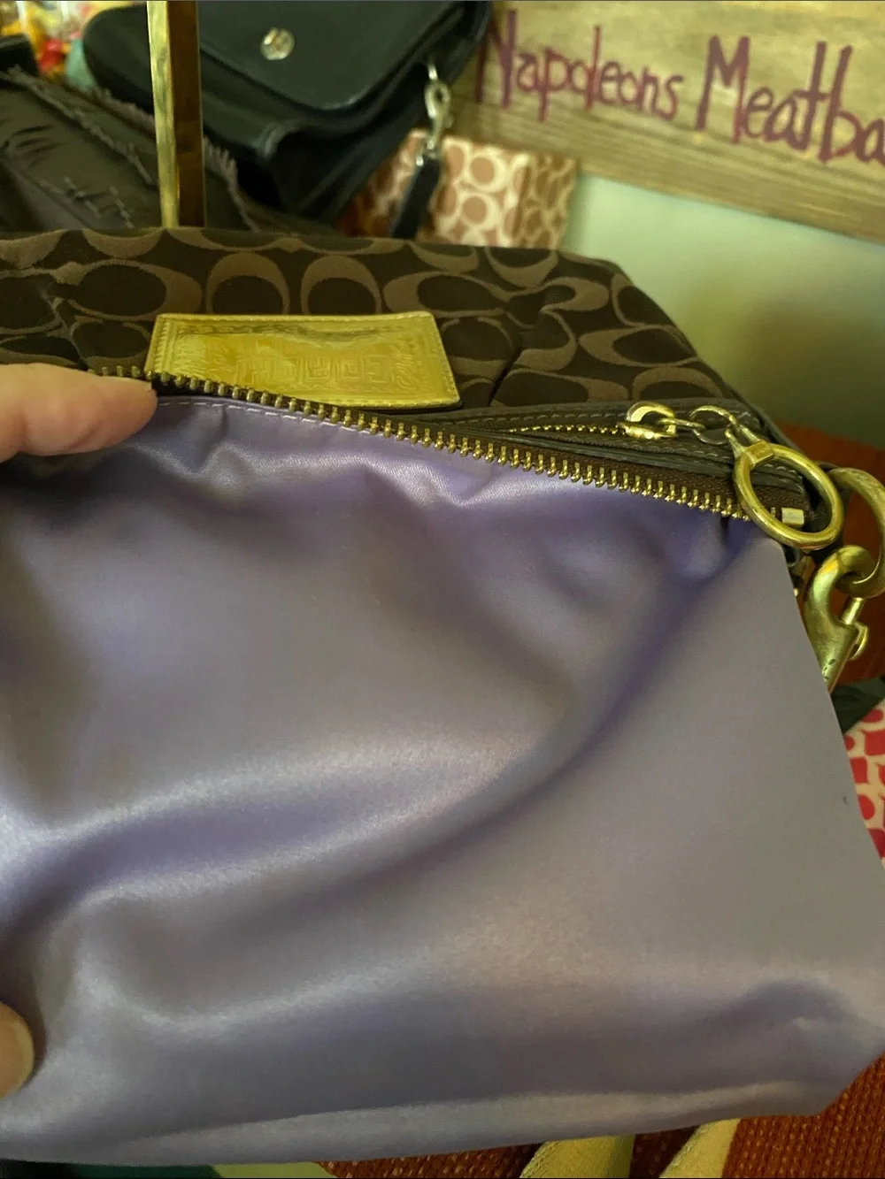 COACH Poppy Brown and Gold Mini Bag w/ Double Hangtags